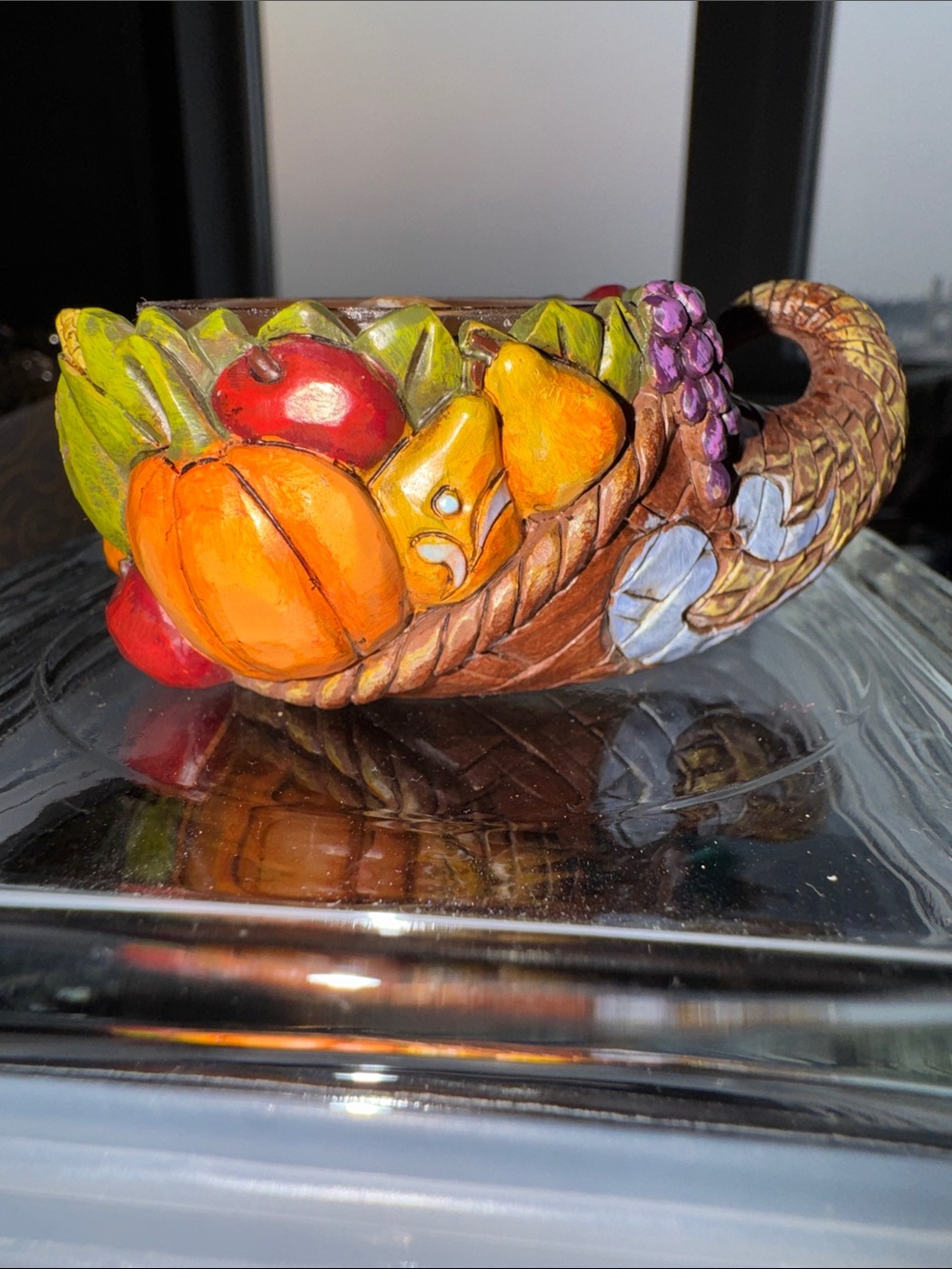 Jim Shore 2010 Cornucopia Thanksgiving Tealight Holder—Pumpkins Corn 4017599